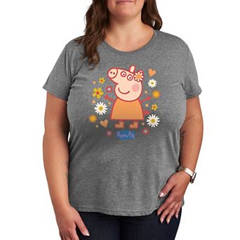 Plus Peppa Pig With Flowers Graphic Tee