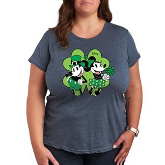 Disney's Mickey & Minnie Mouse Plus Shamrock Graphic Tee