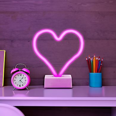 Everyday Decor Neon Glow LED Heart Lighting Table Decor