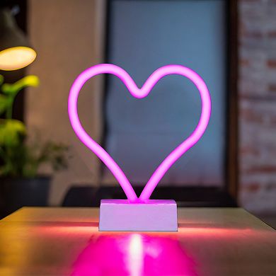 Everyday Decor Neon Glow LED Heart Lighting Table Decor