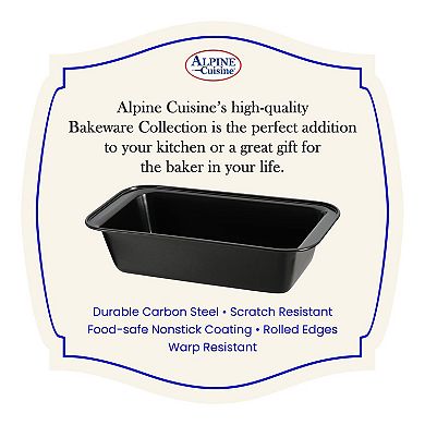 Alpine Cuisine Loaf Pan 8.5x4.5 Inch - Nonstick Coating Carbon Steel Pan - Black Easy Release
