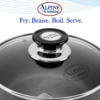 Alpine Cuisine 2qt Nonstick Sauce Pan, Glass Lid, Soft Handle, Multipurpose Cookware