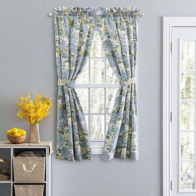 Hydrangea Classic Pattern Printed 1.5" Rod Pocket Window Tailored Tiers