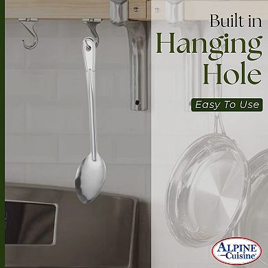 Alpine Cuisine Dinner Table Spoon 13" Stainless Steel Spoon With Tie Card Packing For Everyday Use