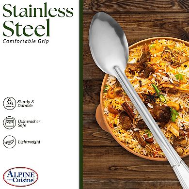 Alpine Cuisine Dinner Table Spoon 13" Stainless Steel Spoon With Tie Card Packing For Everyday Use