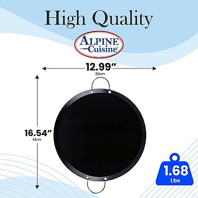 Alpine Cuisine Nonstick Round Paella Pan 13" Black Carbon Steel Paella Pan Versatile Kitchen Pan