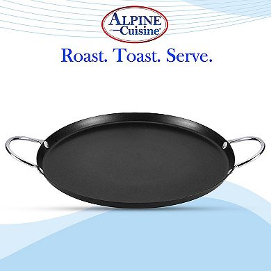 Alpine Cuisine Nonstick Round Paella Pan 13" Black Carbon Steel Paella Pan Versatile Kitchen Pan