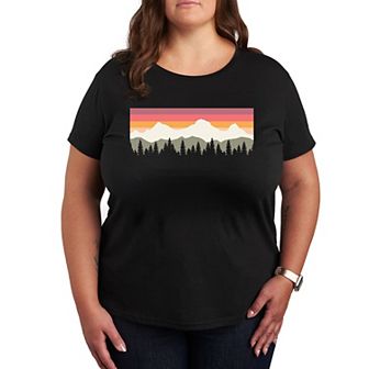 Plus Muted Sunset Mountain Scene Graphic Tee