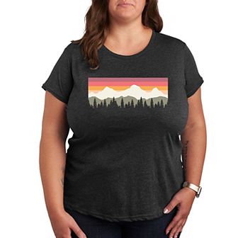 Plus Muted Sunset Mountain Scene Graphic Tee