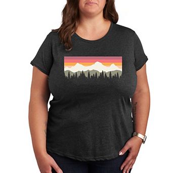 Plus Muted Sunset Mountain Scene Graphic Tee
