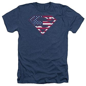 Superman U S Shield Adult Heather T-shirt