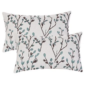 2 pc Classical Embroidery Jacquard Teal Decoration Throw Pillow Cover Pattern Pillow Cases 12" x 20"