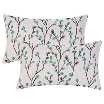 2 pc Classical Embroidery Jacquard Teal Decoration Throw Pillow Cover Pattern Pillow Cases 12" x 20"
