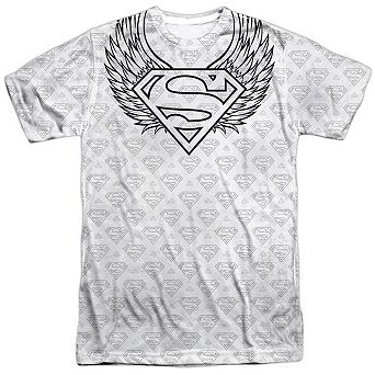 Superman Winged Shield Repeat Short Sleeve Adult 100% Poly Crew T-shirt