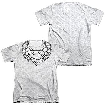 Superman Winged Shield Repeat Adult 65/35 Poly/cotton Short Sleeve T-shirt