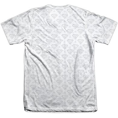 Superman Winged Shield Repeat Adult 65/35 Poly/cotton Short Sleeve T-shirt