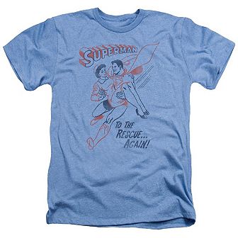 Superman To The Rescue Adult Heather T-shirt
