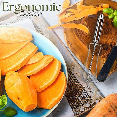 Alpine Cuisine Stainless Steel Vegetable Peelers 5.5" For Kitchen, Carrot & Fruit, Dishwasher Safety