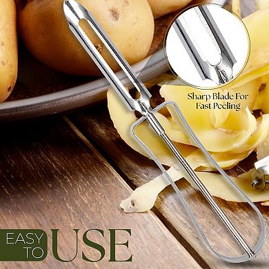 Alpine Cuisine Stainless Steel Vegetable Peelers 5.5" For Kitchen, Carrot & Fruit, Dishwasher Safety