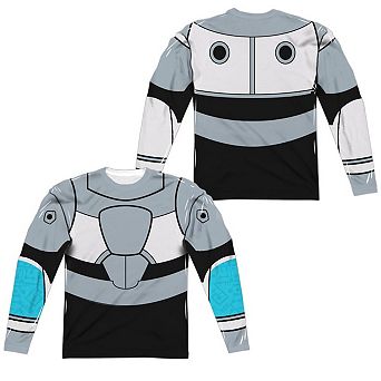 Teen Titans Go Cyborg Uniform Long Sleeve Adult Poly Crew T-shirt