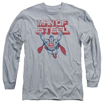 Superman Steel Retro Long Sleeve Adult T-shirt