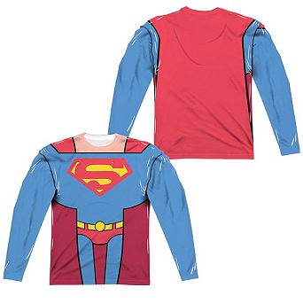 Teen Titans Go To The Movies Superman Uniform Long Sleeve Adult Poly Crew T-shirt