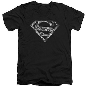 Superman Urban Camo Shield Short Sleeve Adult V Neck T-shirt