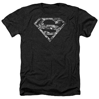 Superman Urban Camo Shield Adult Heather T-shirt