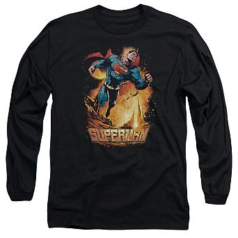 Superman Space Case Long Sleeve Adult T-shirt