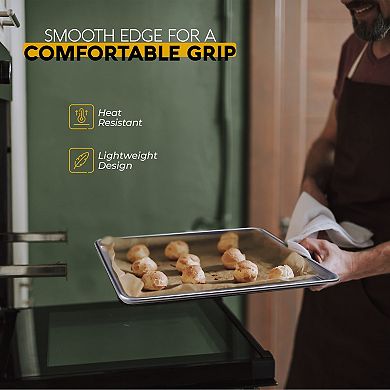 Alpine Cuisine Professional Full Aluminum Cookie Sheet 18x26-inch - Rimmed Baking Sheets For Oven