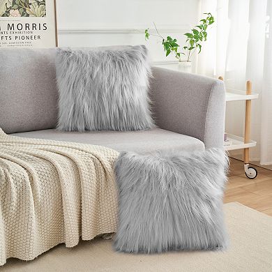 Plush Decorative Solid Throw Modern Bedroom Pillow Covers 2 Pcs 18" X 18"