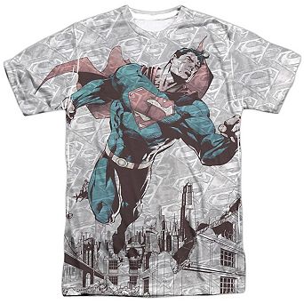 Superman War Zone Short Sleeve Adult 100% Poly Crew T-shirt