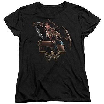 Wonder Woman Movie Fight Short Sleeve Womens T-shirt