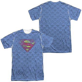 Superman Repeat Over Distressed Short Sleeve Adult 100% Poly Crew T-shirt