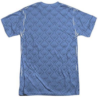 Superman Repeat Over Distressed Short Sleeve Adult 100% Poly Crew T-shirt