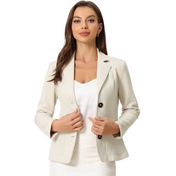 Women's Faux Suede Lapel Collar Button Down Long Sleeve Blazer