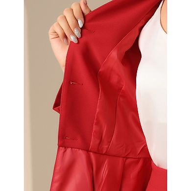 Women's Business 2 Piece Suit Set Long Sleeve Collarless Peplum Blazer Pencil Skirts