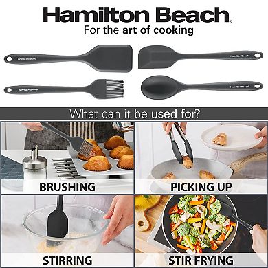 Hamilton Beach Silicone Baking 4pc Tool Set With Turner, Spoon, Spatula, Brush, Cooking Utensil Sets