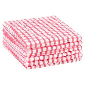 Kitchen Checked Cotton Washable Dish Cloth 6 pc 11" X 16"