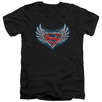 Superman Steel Wings Logo Short Sleeve Adult V Neck T-shirt