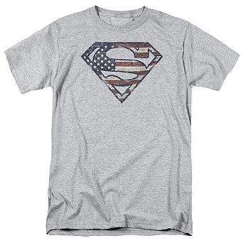 Superman War-torn Flag Short Sleeve Adult T-shirt