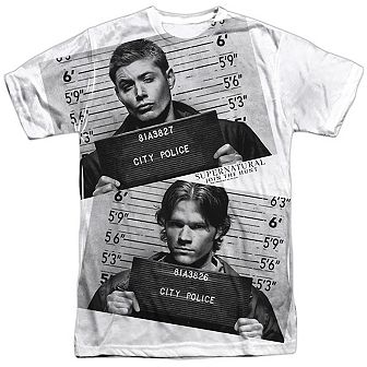 Supernatural Mug Shots Short Sleeve Adult Poly Crew T-shirt