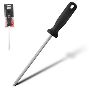 Alpine Cuisine Tempered Steel Knife Sharpener 8" With Ergonomic Handle Hanging Holes & Easy To Clean