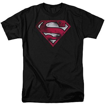 Superman War-torn Shield Short Sleeve Adult T-shirt