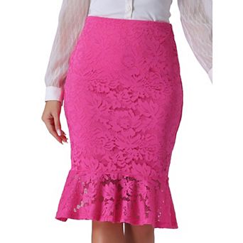 Women's Elegant Vintage Mermaid Fishtail Lace Bodycon Pencil Skirt Stretch Office