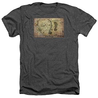 The Hobbit Middle Earth Map Adult Heather T-shirt