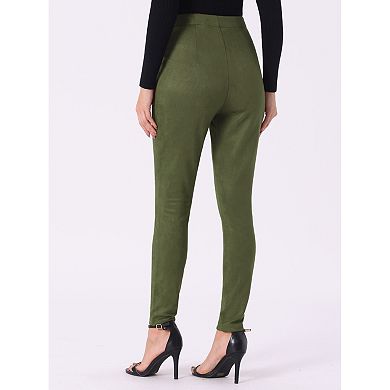 Womens' Velvet Elastic Waist Side Zipper Narrow Leg Casual Pants