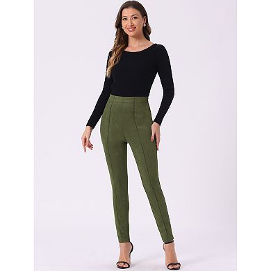 Womens' Velvet Elastic Waist Side Zipper Narrow Leg Casual Pants