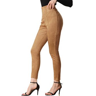 Womens' Velvet Elastic Waist Side Zipper Narrow Leg Casual Pants