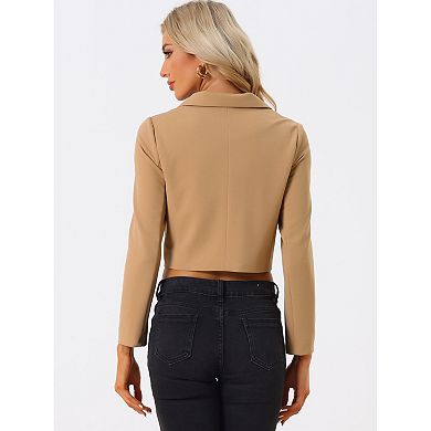 Cropped Blazer Jacket For Women's Notched Lapel Collar Casual Office Blazers